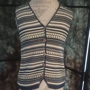 Striped Blue and White Button-Up Vest